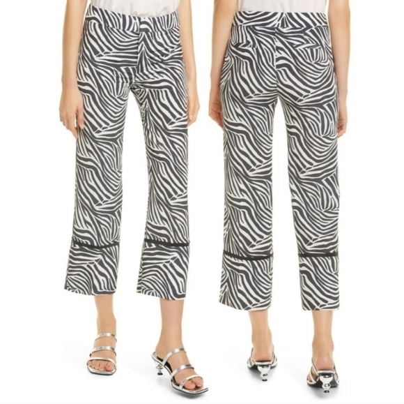Smythe Zebra Print Crop Pants Size 27 - Picture 2 of 8